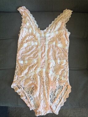 Poof Lace Trim Pink Bodysuit